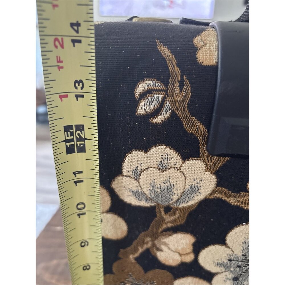 Vintage 14 x 14 x 8”Rolling Travel Duffle Luggage Black Hibiscus Hawaii Floral - Picture 5 of 16